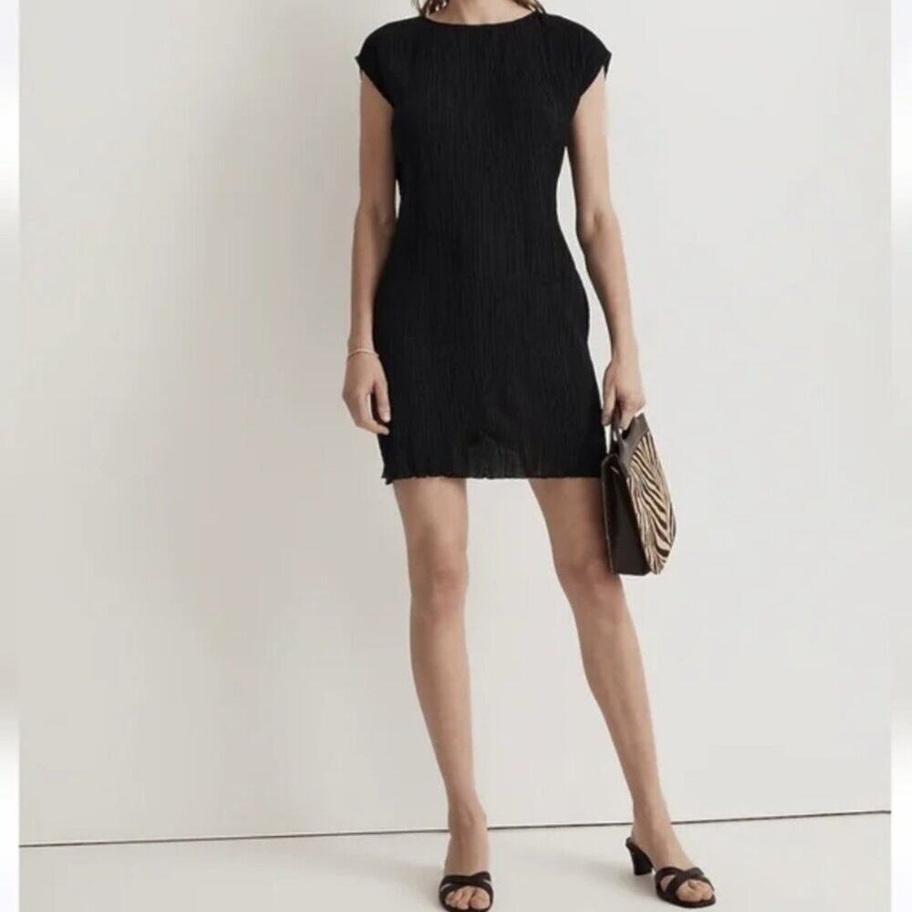 Madewell Pliss Mini Tee‎ Dress in True Black size 0